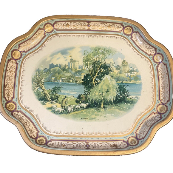 Vintage Baret Ware Windsor Castle Metal Tin Tray Made in England 12x15 - Picture 1 of 9
